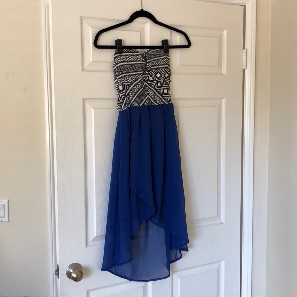 Charlotte Russe Black white blue strapless dress
